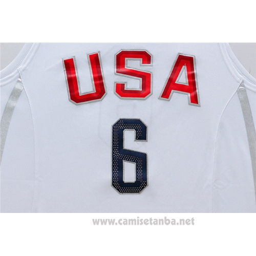 Camiseta USA 2016 Lebron James #6 Blanco